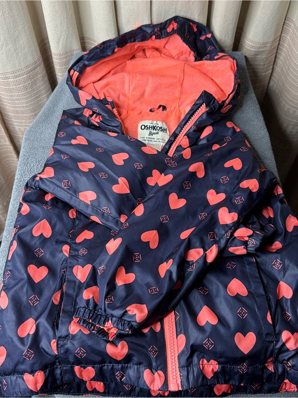 OshKosh B'gosh Navy Jacket with Coral Heart Print